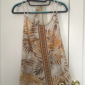 Rope Strap Fern Patterned Tank Top